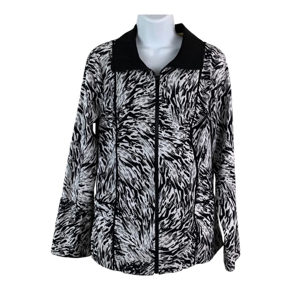 Christopher & Banks Jackets & Blazers - 5/$25 Geometric Print Light Jacket Black White Zip Front  Pattern Activewear